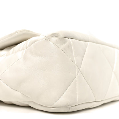 Large Quilted Flap Shoulder Bag - White
