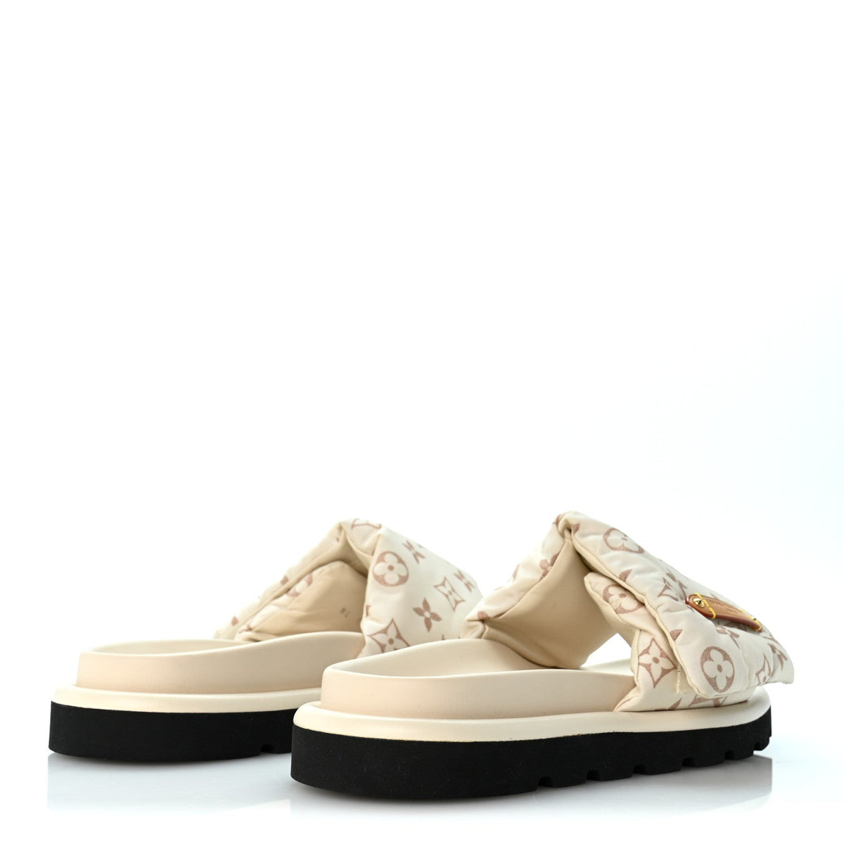 Louis Vuitton Nylon Monogram Women's Pool Pillow Comfort Mules 41 Dune Beige