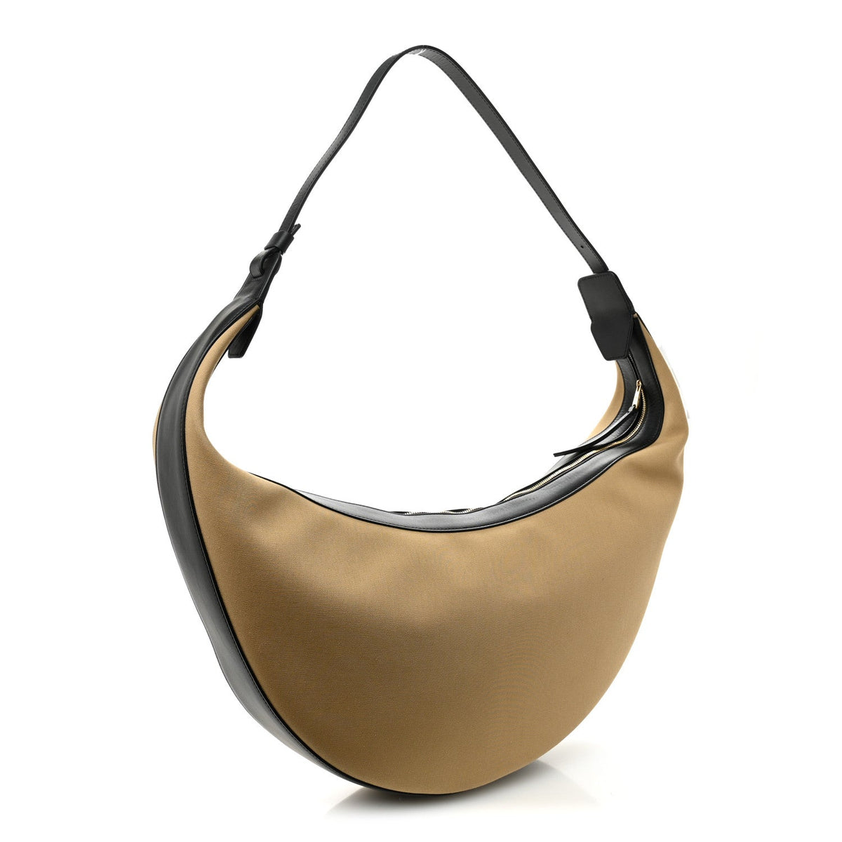 Calfskin Canvas Hobo Bag - Beige