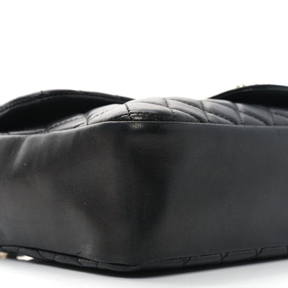 Medium Quilted Lambskin Flap Shoulder Bag - Black