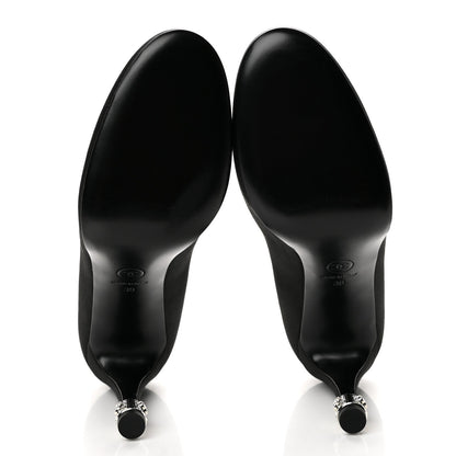 Chanel Satin Crystal Mary Jane Women's Pumps Black