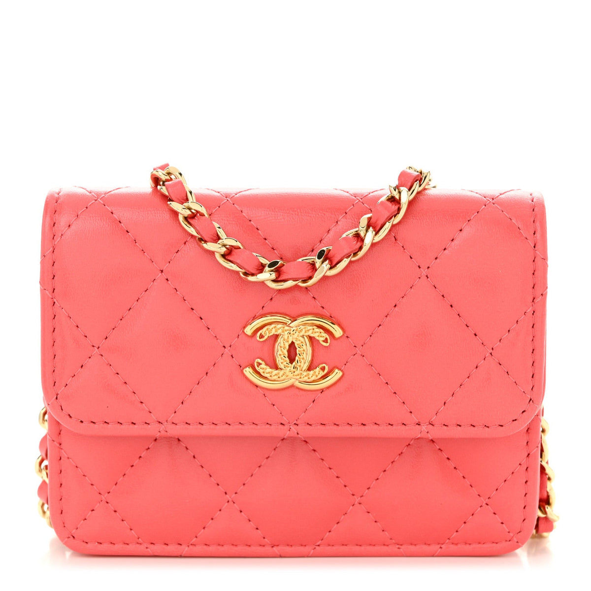 Quilted Lambskin Handbag - Pink