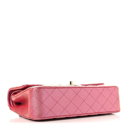 Medium Quilted Caviar Flap Shoulder Bag - Pink