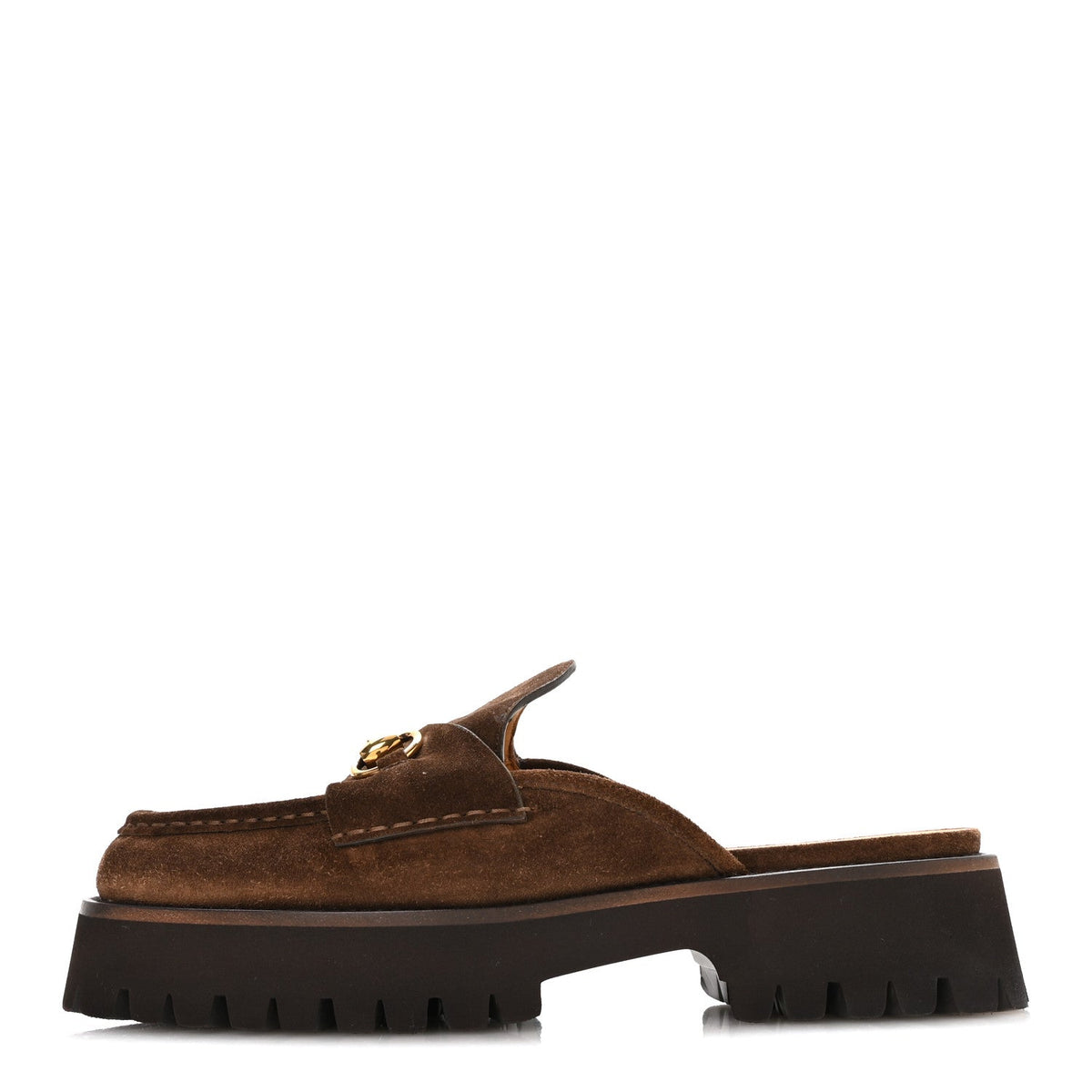 Suede Horsebit Platform Mules Washed Brown
