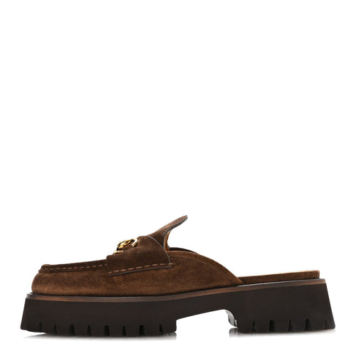 Suede Horsebit Platform Mules Washed Brown