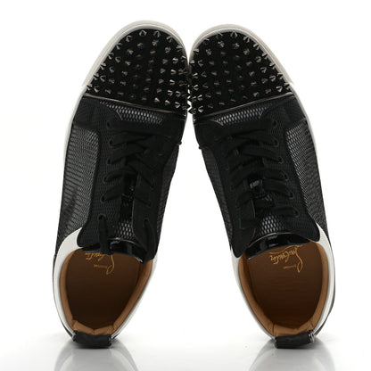 Christian Louboutin Suede Mesh Men's Louis Junior Spikes Orlato Flat Sneakers 42.5 Black White