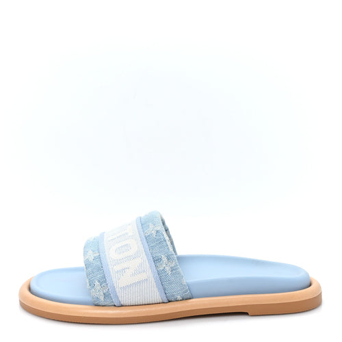 Monogram Denim LV Bliss Comfort Mules Turquoise