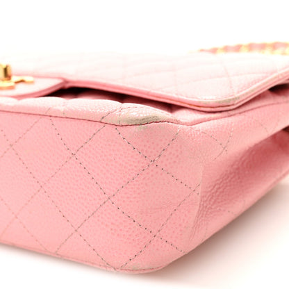 Medium Quilted Caviar Flap Shoulder Bag - Pink
