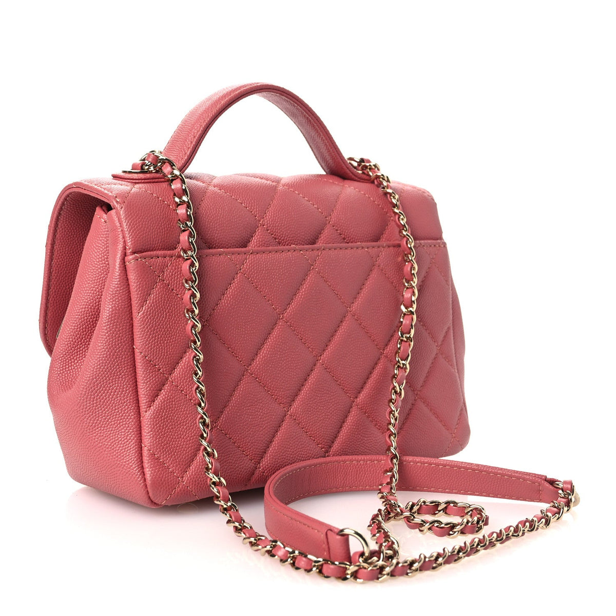 Small Quilted Caviar Flap Shoulder Bag - Pink