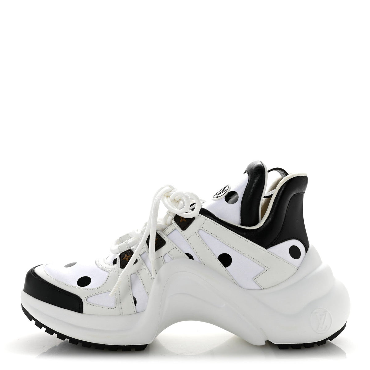 Calfskin Satin Printed Polka Dot Monogram LV Archlight Sneakers White