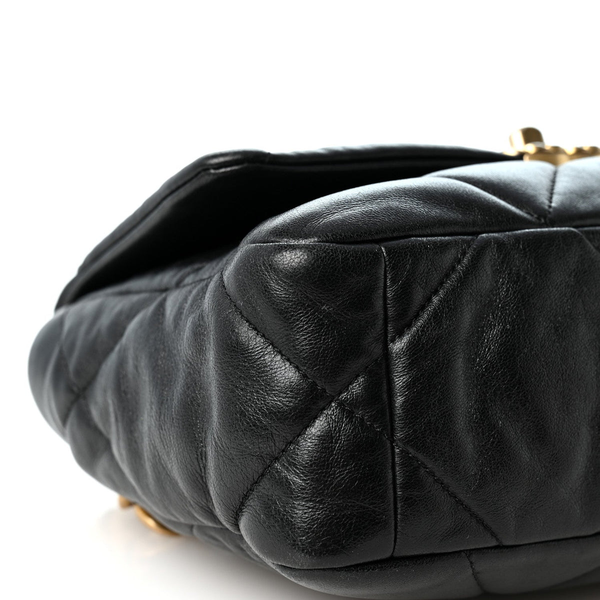 Medium Quilted Lambskin Flap Shoulder Bag - Black