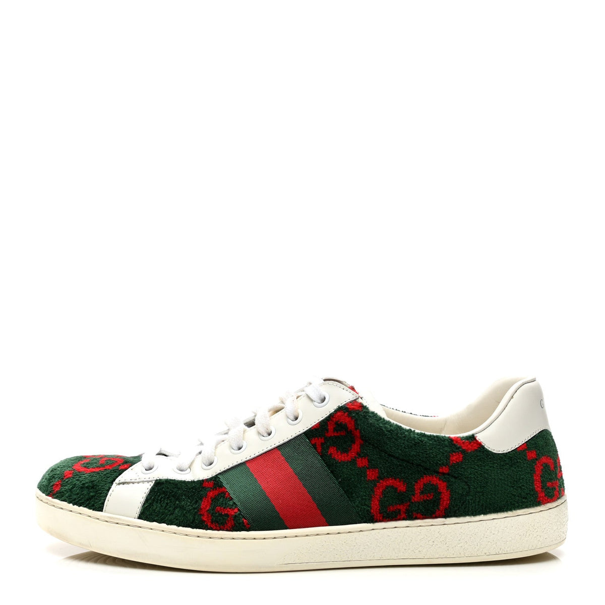 Covered Wool Big GG Monogram Sneakers 8.5 Green Red