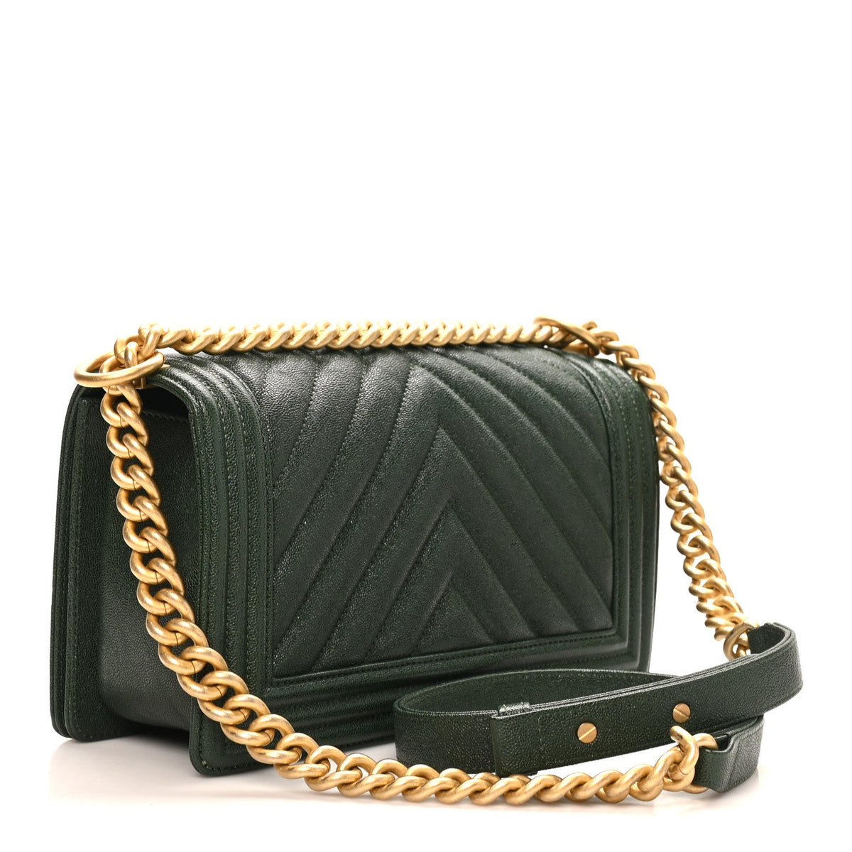 Medium Quilted Caviar Flap Shoulder Bag - Green