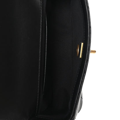 Mini Quilted Lambskin Flap Shoulder Bag - Black