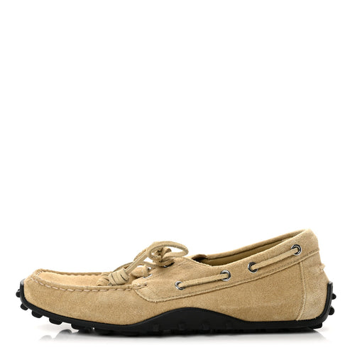 Hermès Suede Calfskin Women's Member Lazy Loafers 39.5 Beige Albatre