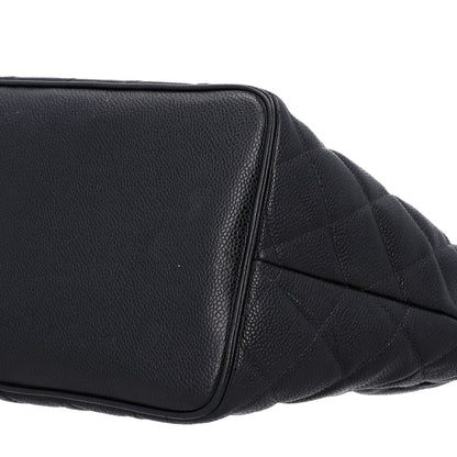 Quilted Caviar Tote Bag - Black