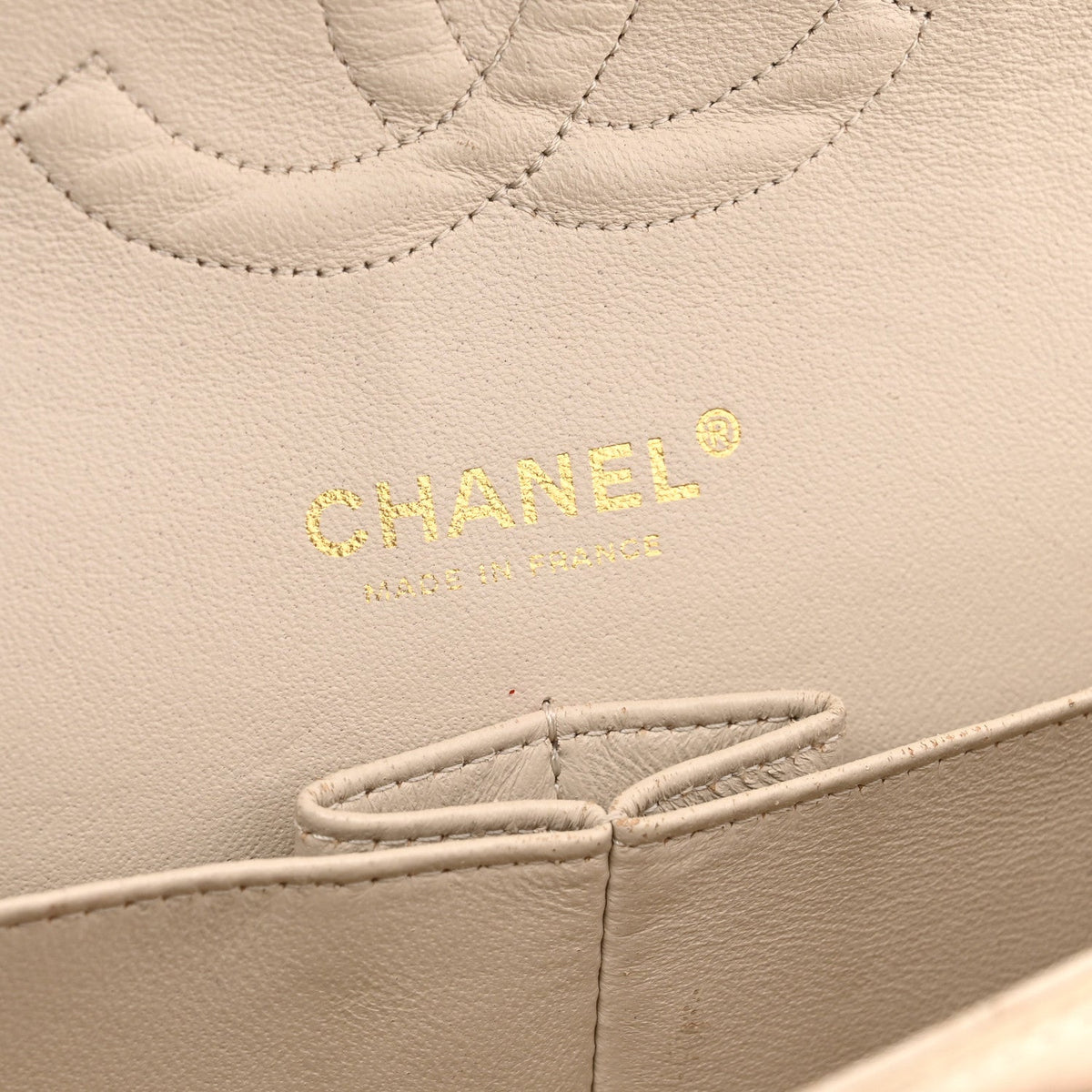 Medium Quilted Flap Shoulder Bag - Beige