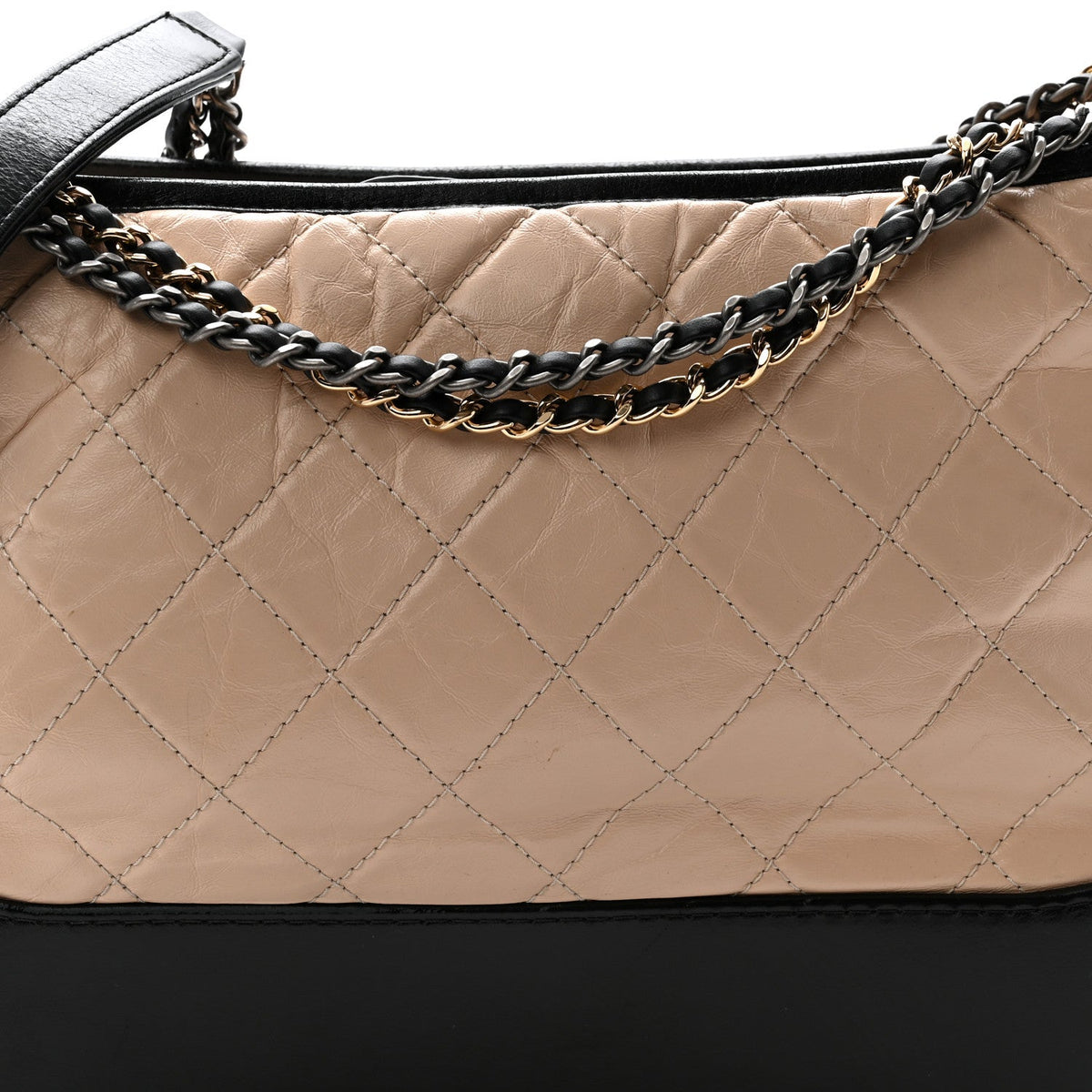 Medium Quilted Calfskin Hobo Bag - Beige