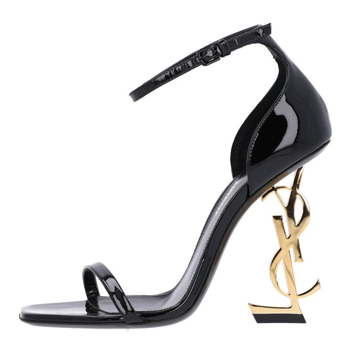 Patent Calfskin Opyum Sandals Black Gold
