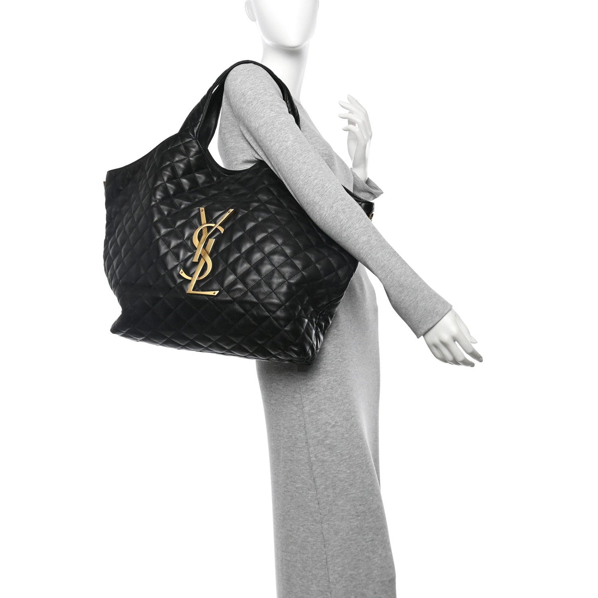Maxi Quilted Lambskin Tote Bag - Black