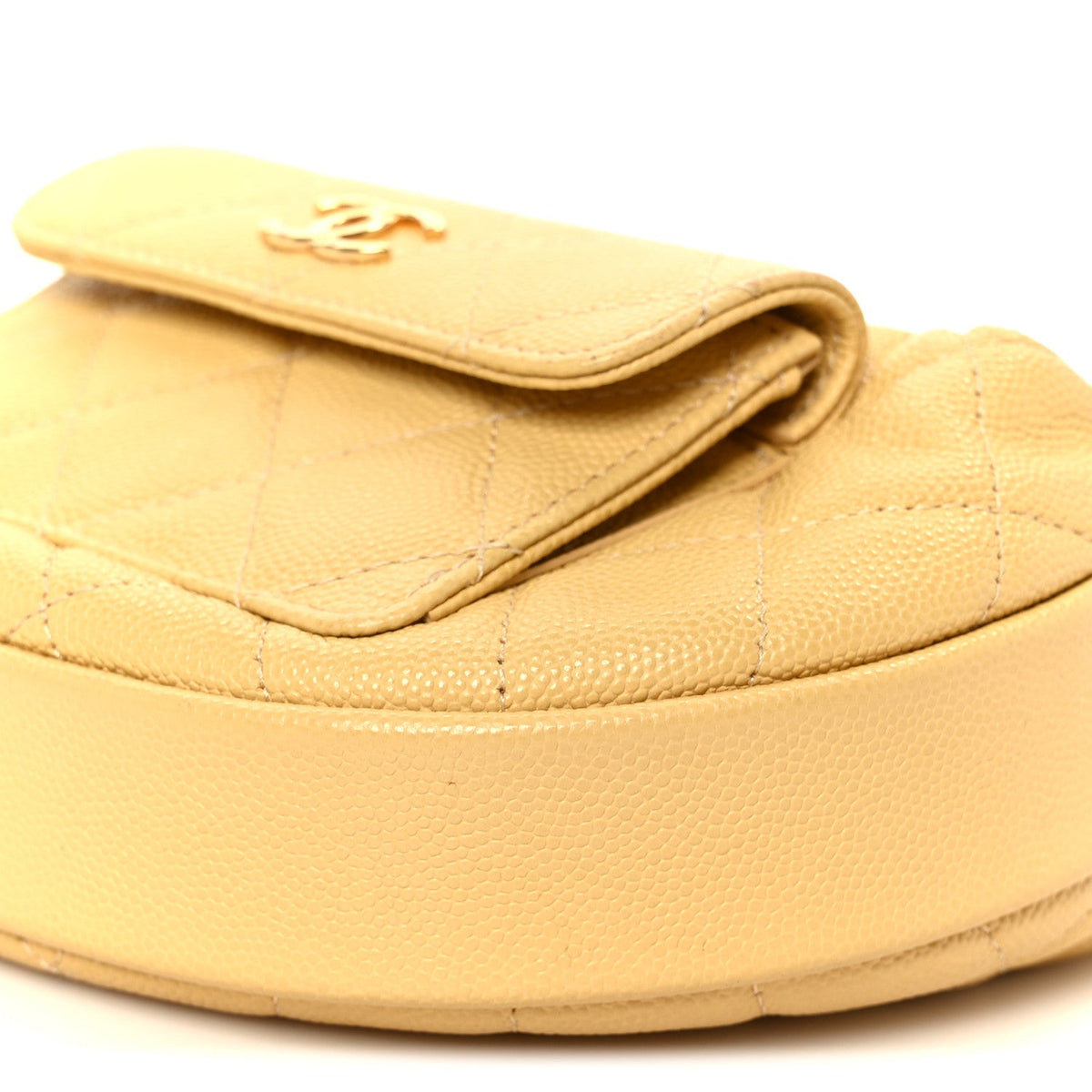 Quilted Caviar Hobo Bag - Yellow