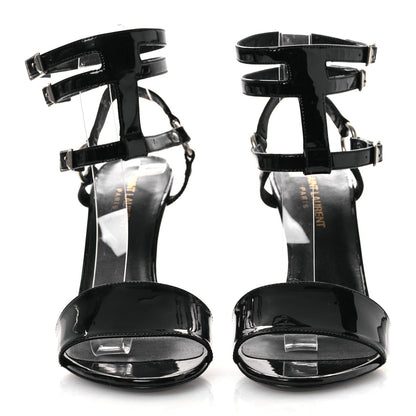 Saint Laurent Patent Calfskin Women's Fetish 105 Sandal 39 Black
