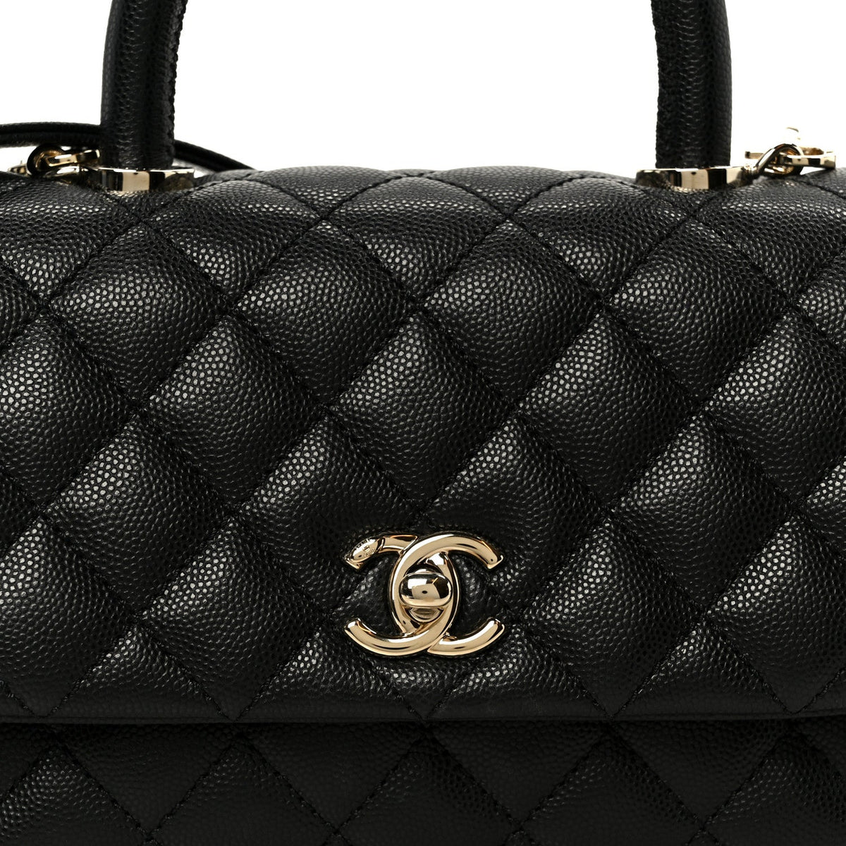 Mini Quilted Caviar Flap Shoulder Bag - Black
