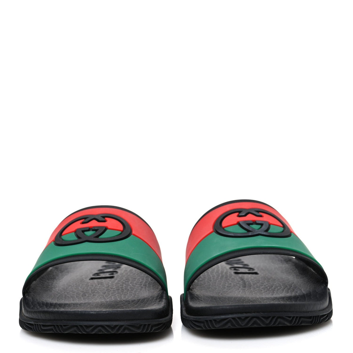 Gucci Rubber Web Women's Interlocking G Slide Sandals 35 Black