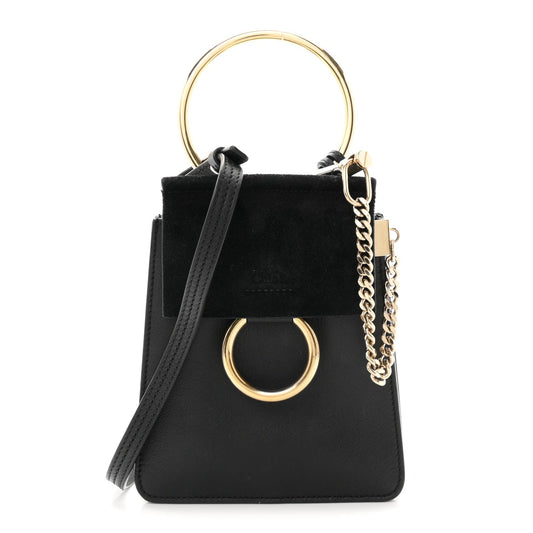 Mini Calfskin Suede Handbag - Black