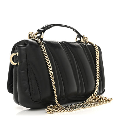 Mini Quilted Lambskin Shoulder Bag - Black