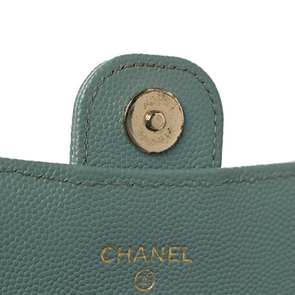 Quilted Caviar Wallet Bag - Light Blue