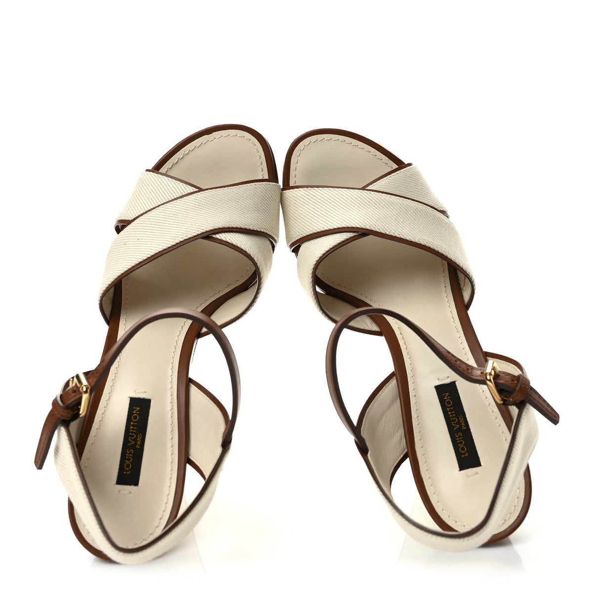 Louis Vuitton Denim Women's Articles de Voyage Wedges 38.5 Ecru