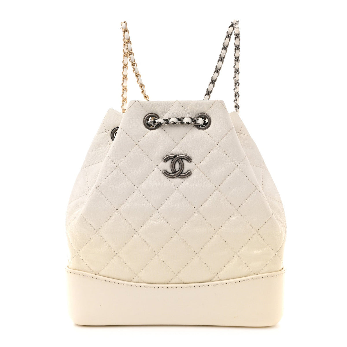 Small Quilted Goatskin Backpack - White