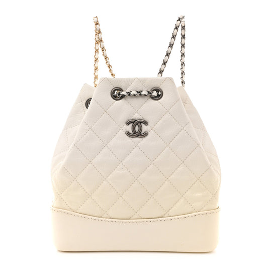 Small Quilted Goatskin Backpack - White