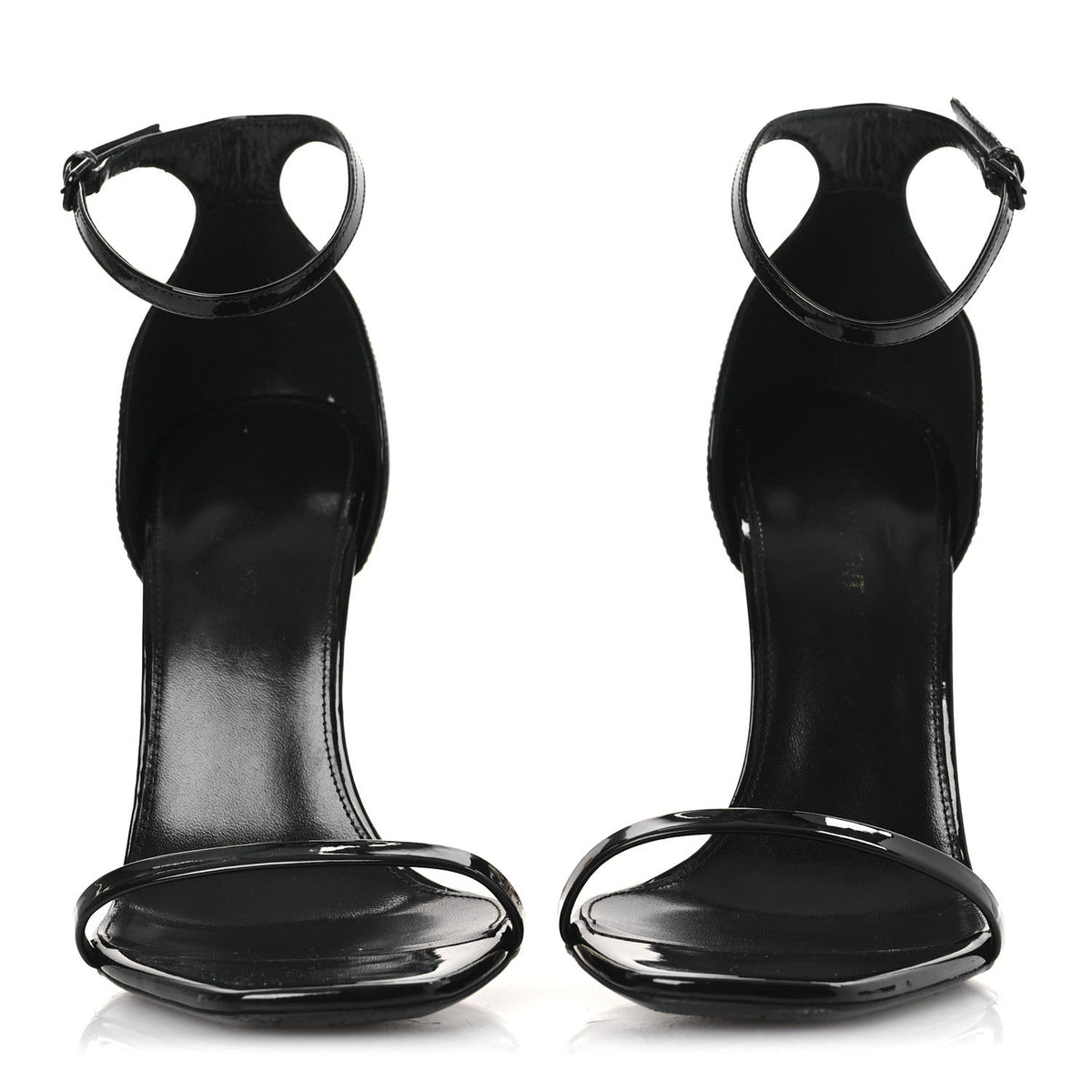 Saint Laurent Patent Calfskin Women's Opyum 110 Sandals 40.5 Black Gold