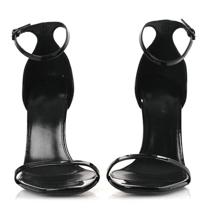 Saint Laurent Patent Calfskin Women's Opyum 110 Sandals 40.5 Black Gold