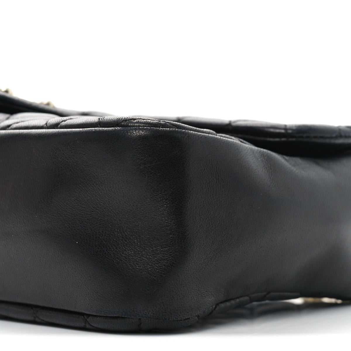 Medium Quilted Lambskin Flap Shoulder Bag - Black