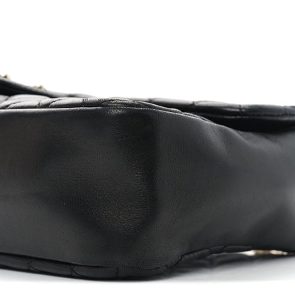 Medium Quilted Lambskin Flap Shoulder Bag - Black