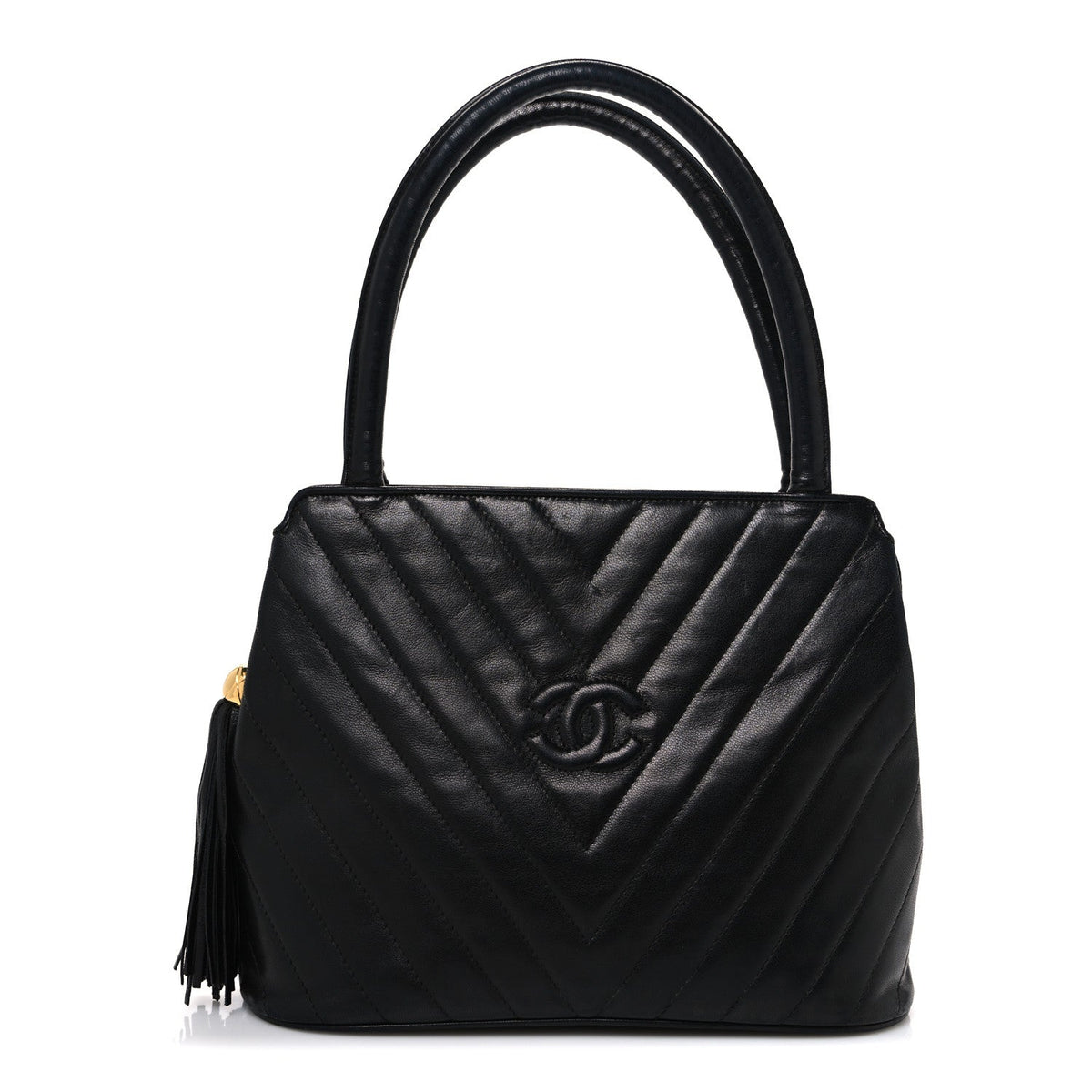 Quilted Lambskin Tote Bag - Black