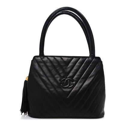Quilted Lambskin Tote Bag - Black