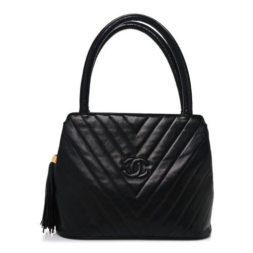 Quilted Lambskin Tote Bag - Black