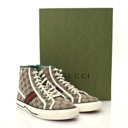 Gucci GG Monogram Web 1977 Tennis Men's High Top Sneakers Beige