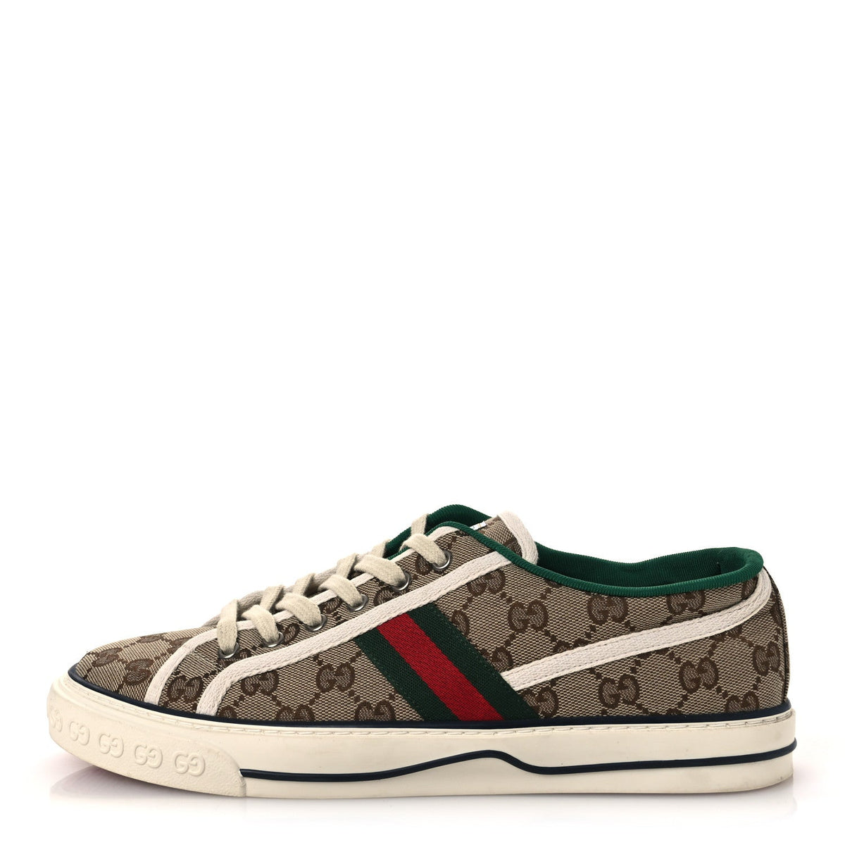 GG Monogram Web 1977 Tennis Sneakers 9 Beige Ebony Mystic White Vert