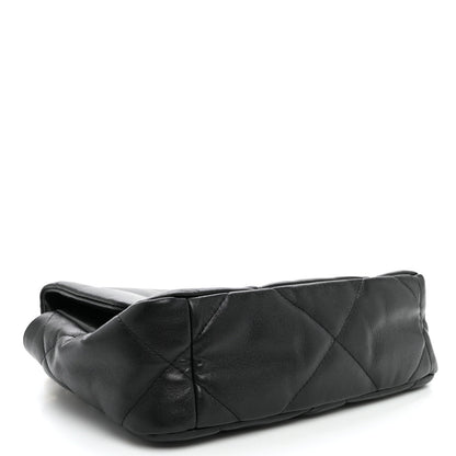 Medium Quilted Lambskin Flap Shoulder Bag - Black