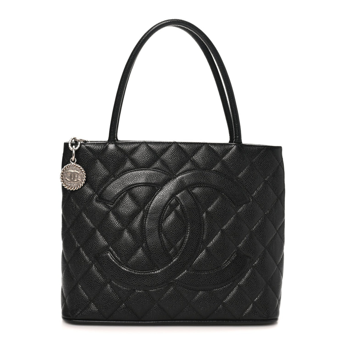 Quilted Caviar Tote Bag - Black