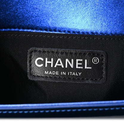 Small Quilted Calfskin Flap Shoulder Bag - Blue