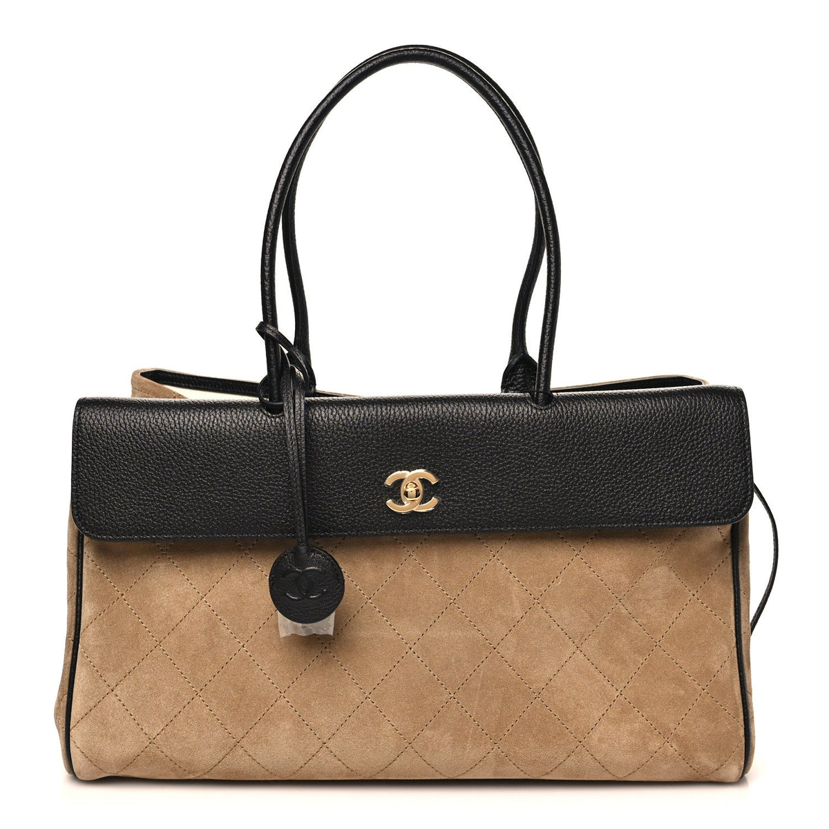 Calfskin Suede Handbag - Beige