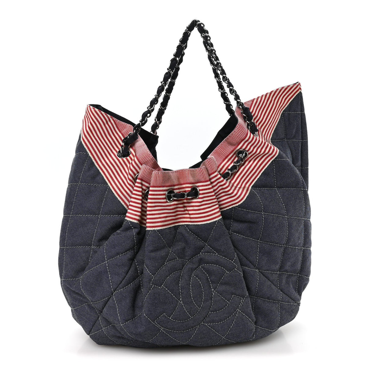 Large Quilted Handbag - Blue