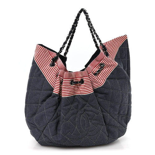 Large Quilted Handbag - Blue