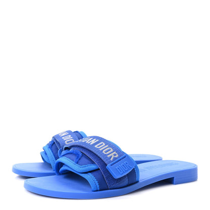 Christian Dior Technical Stretch Fabric Women's Dio(r)evolution Slide Sandals 35 Blue Fluo